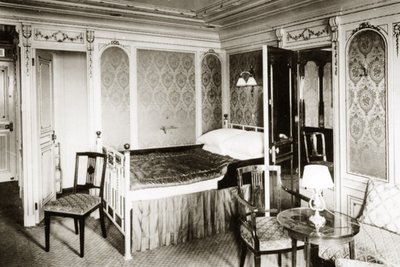 Stateroom B-58 onboard the Titanic, decorated in Louis XVI style, 1912 by English Photographer